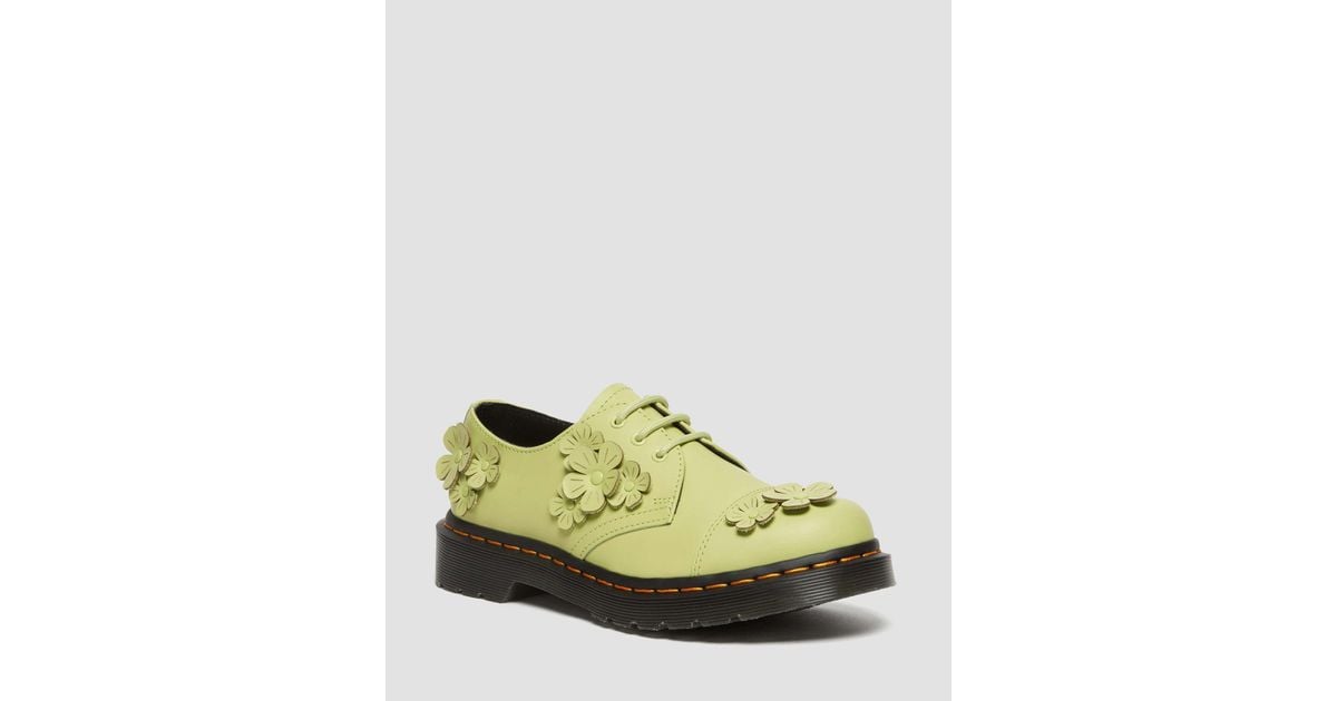Dr. Martens 1461 Flower Applique Leather Oxford Shoes in