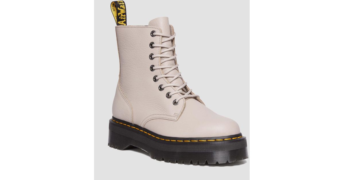 Dr. Martens Jadon Iii Pisa Leather Platform Boots Taupe in White for