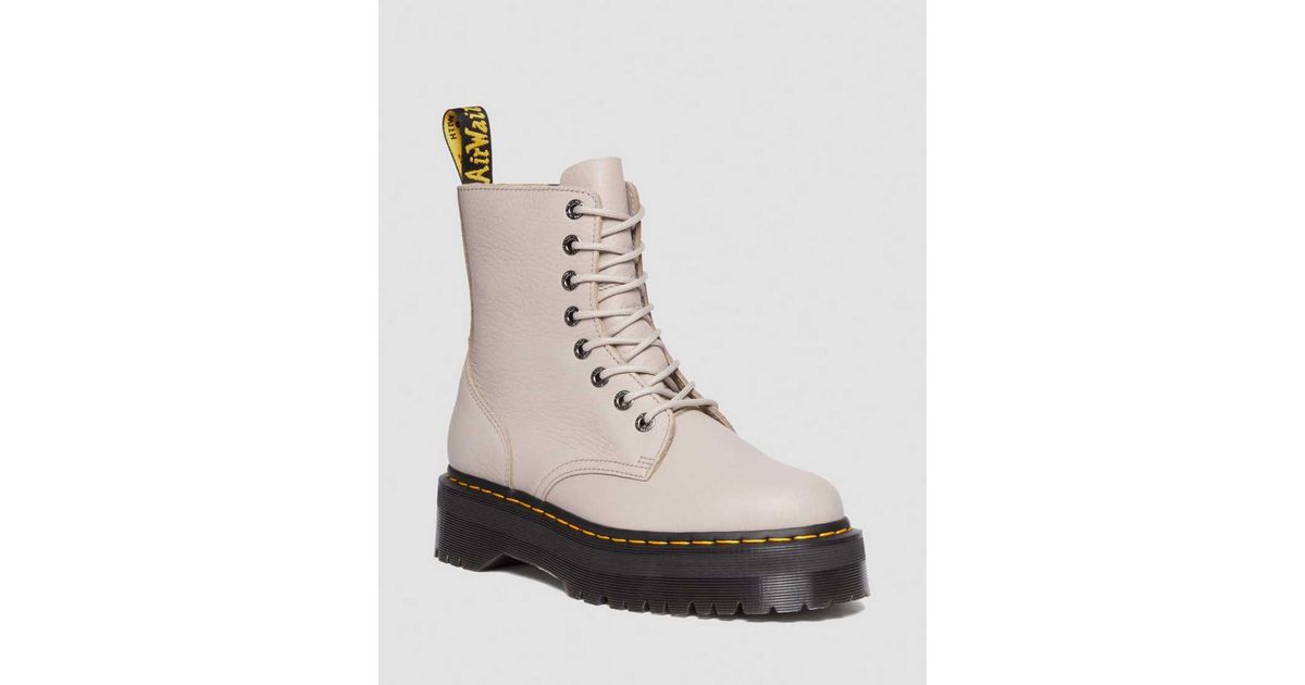 Dr. Martens Jadon Iii Pisa Leather Platform Boots Taupe in White for