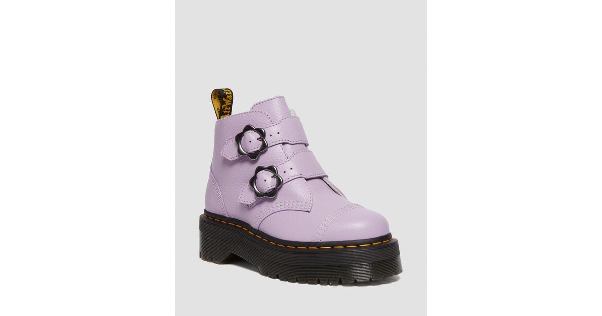 devon flower buckle leather platform boots