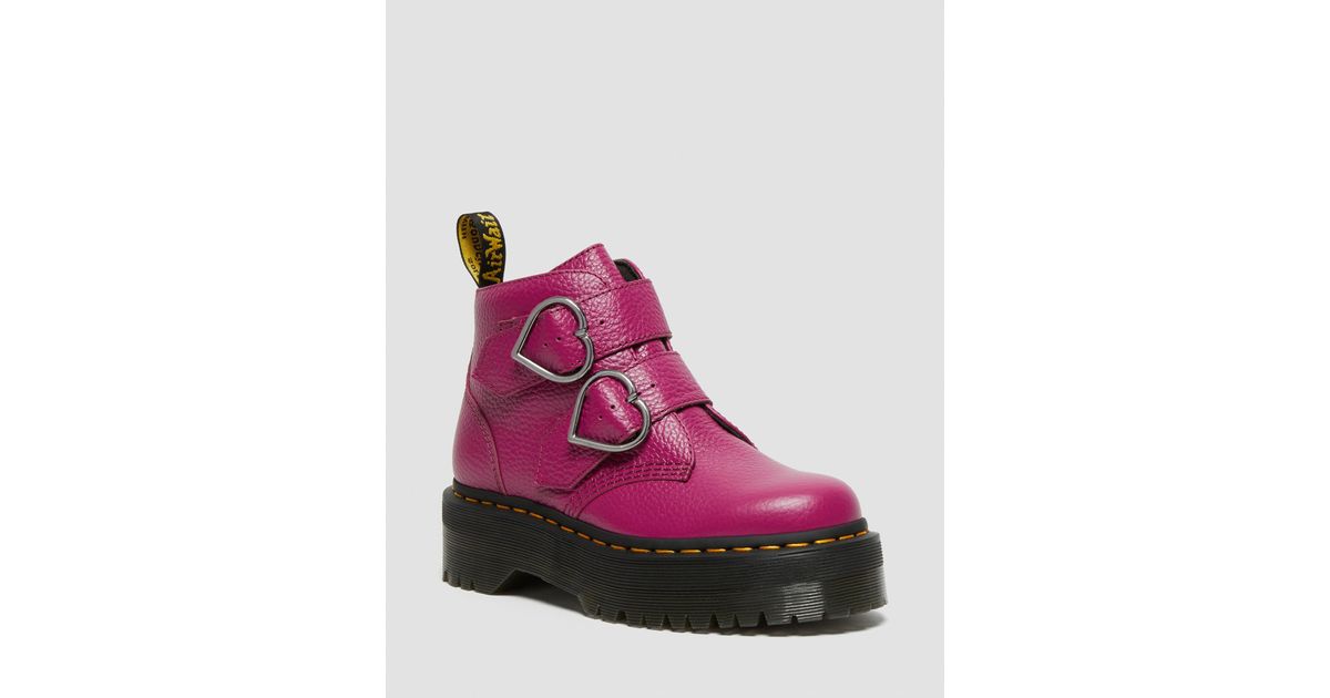 dr martens purple devon heart platform boots