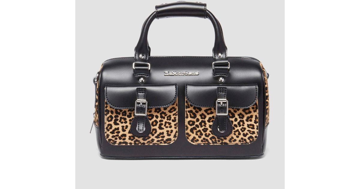 Dr Martens★レオパード PRINT HAIR-ON TOP HANDLE BAG Leopard Print Hair-On Top Handle Bag in Black | Dr. Martens