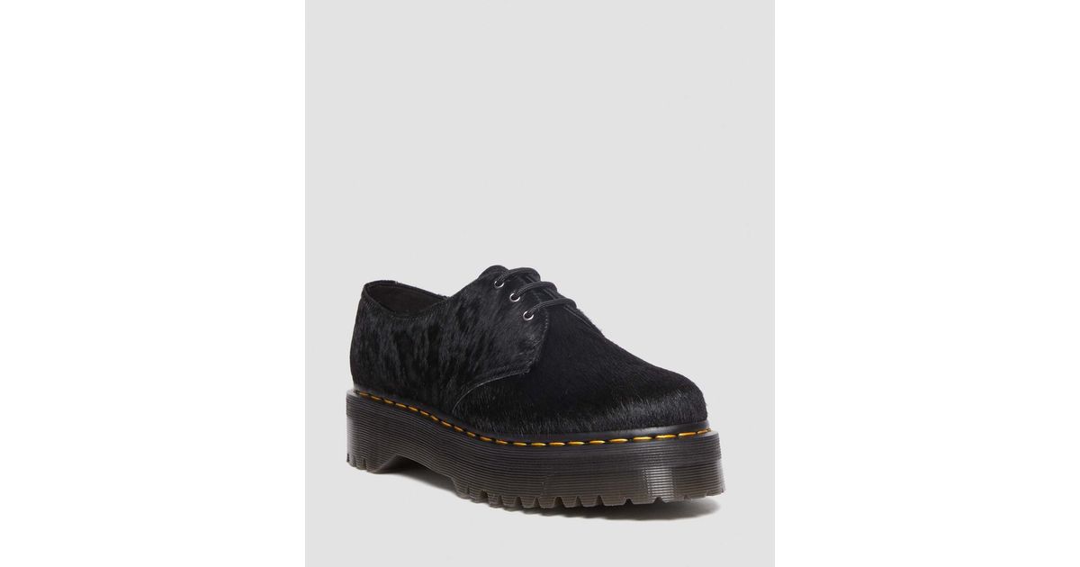 Dr. Martens 1461 Quad Hair-On Platform Shoes in Black for Dr. Martens 1461 Quad Hair-On Platform Shoes in Black for