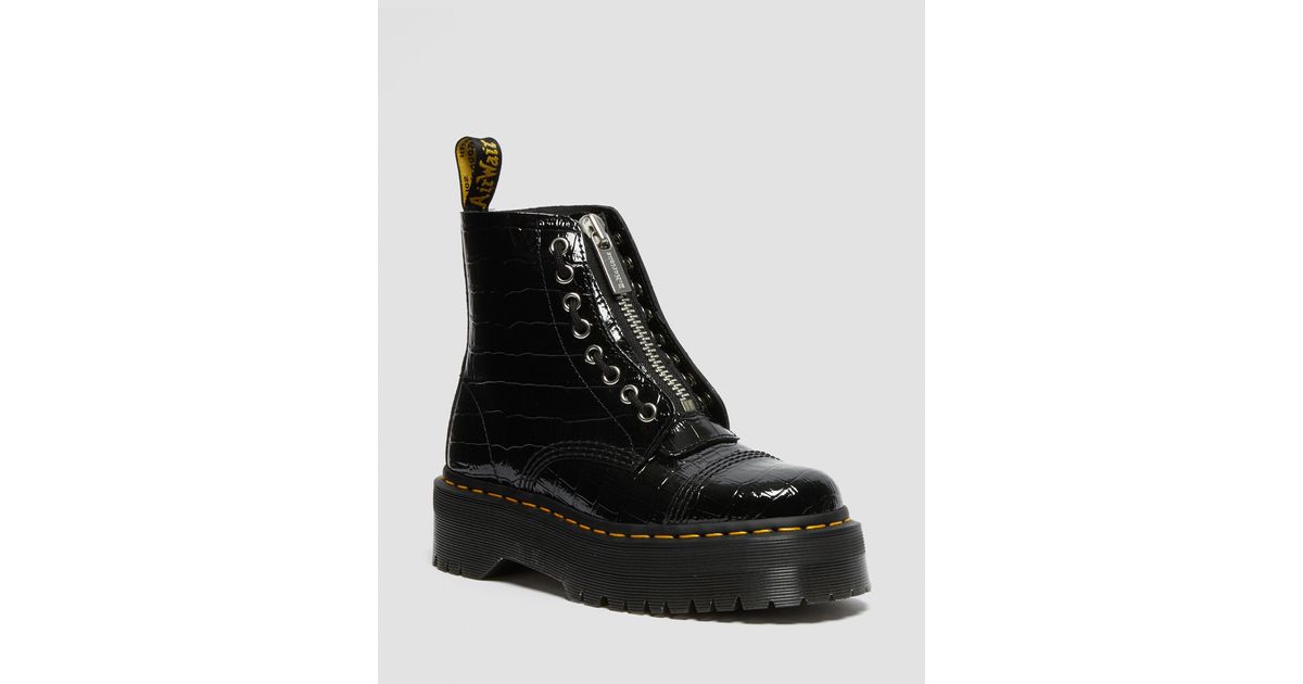 Dr. Martens Sinclair Lakleren Platform Laarzen Met Krokodillen Reliëf in  het Zwart | Lyst NL