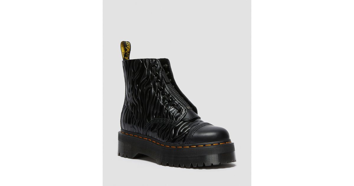 sinclair zebra emboss smooth leather platform boots