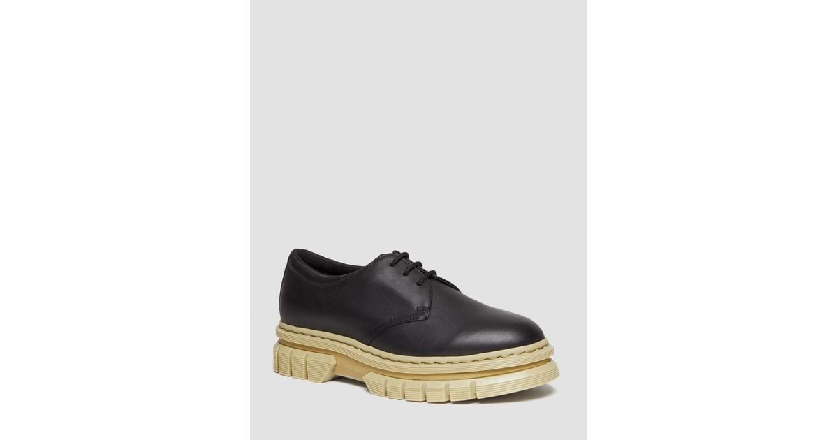 Dr. Martens Rikard Contrast Sole Leather Platform Shoes in Black | Lyst