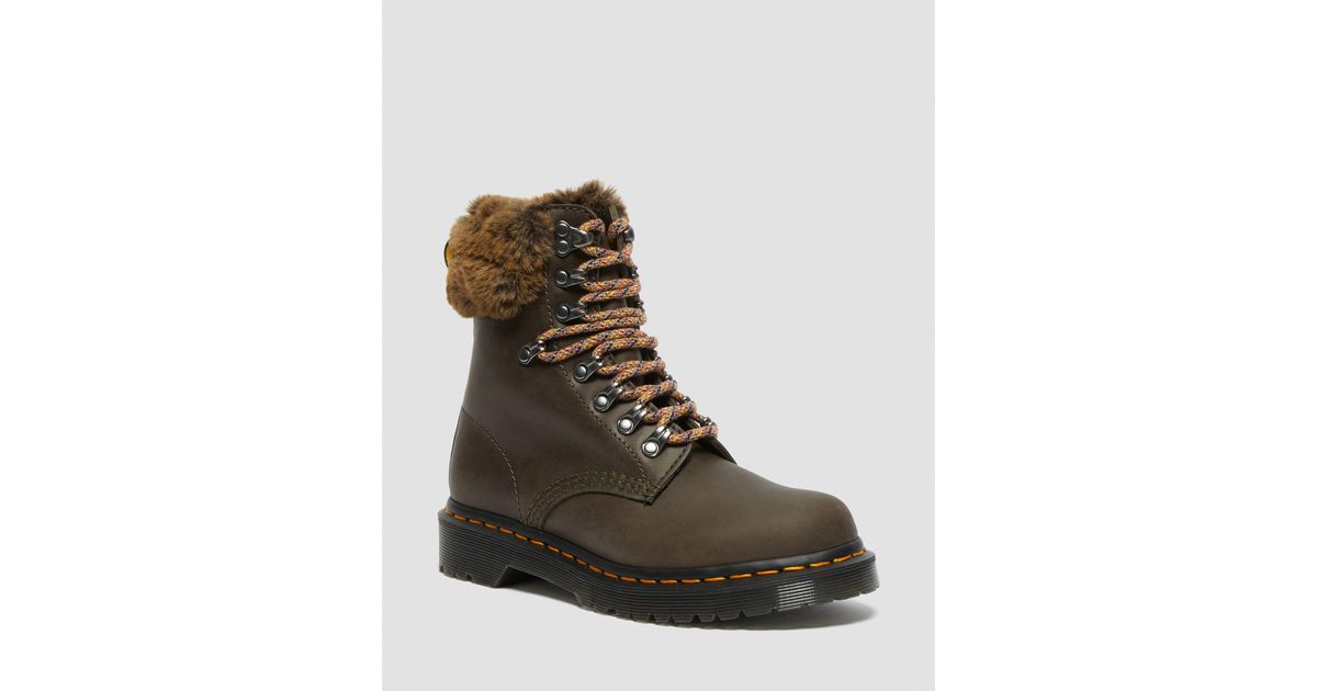 1460 serena faux fur lined ankle boots brown