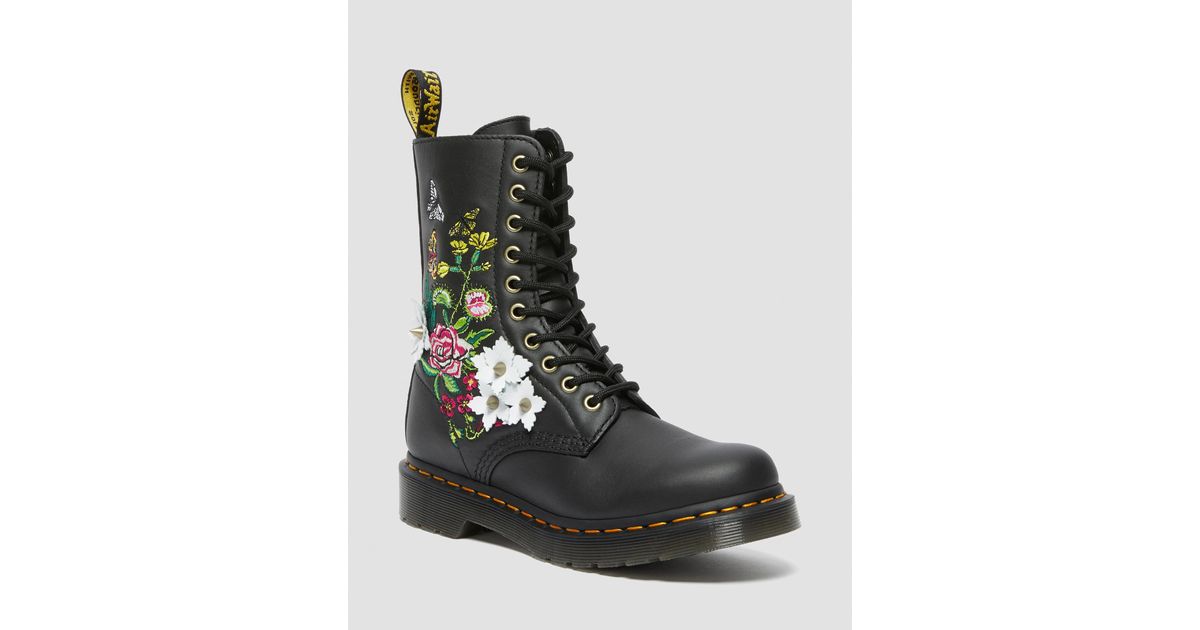 Martens 1490 Nappa Bloom Boots in Black Lyst UK
