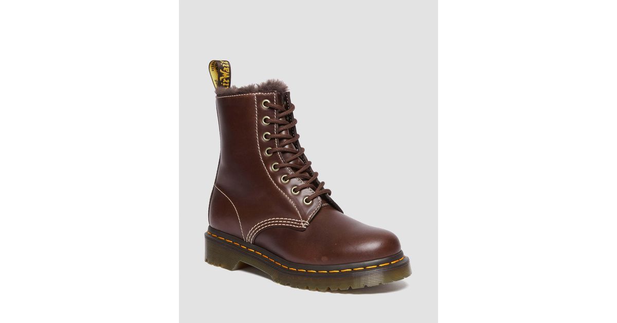 Dr. Martens 1460 Serena Faux Fur Lined Leather Lace Up Boots in Brown |  Lyst UK