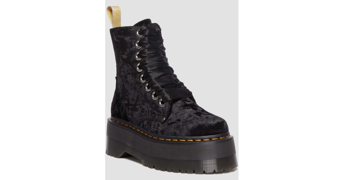 Jadon Max Dr Martens Velvet Plateau Black Velvet Doc Martens Top