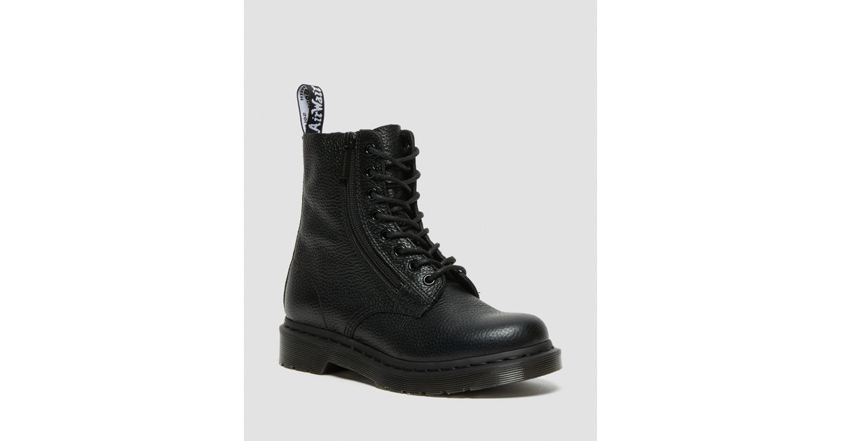 Dr. Martens 1460 Pascal With Zip Leather Ankle Boots in Black | Lyst