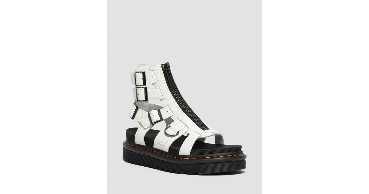Dr. Martens Olson Zipped Leather Strap Sandals in White - Lyst