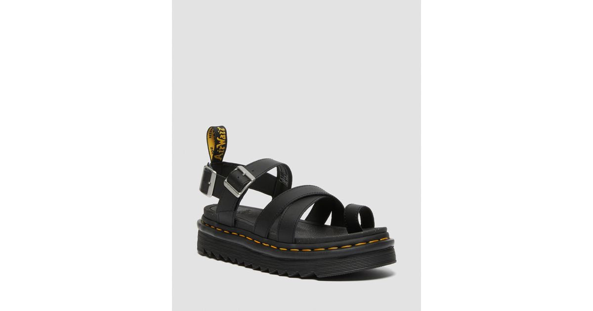 Dr. Martens Avry Hydro Leather Strap Sandals in Black | Lyst