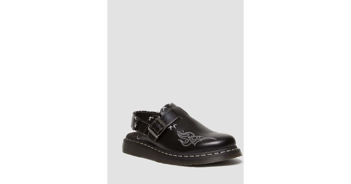 Dr. Martens Jorge Contrast Stitch Leather Mules in Black for 