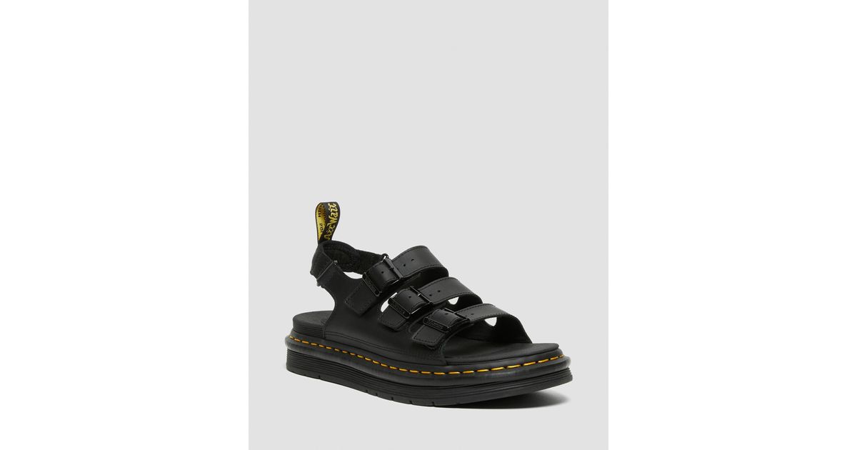 Dr. Martens Chiffon Soloman Leather Strap Sandals in Black for Men
