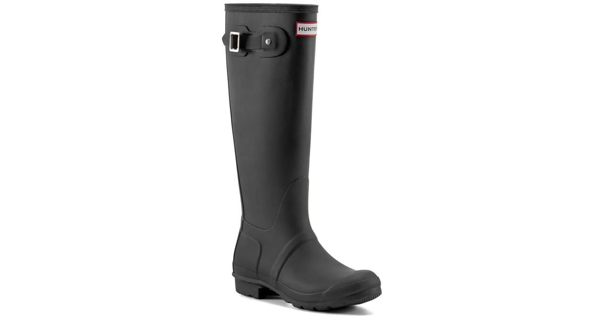 HUNTER Original Back Adjustable Tall Rain Boot in Black | Lyst