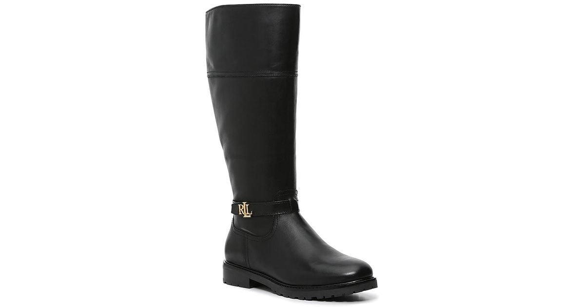 Lauren by Ralph Lauren Everly Wide Calf Riding Boot in Black Lyst