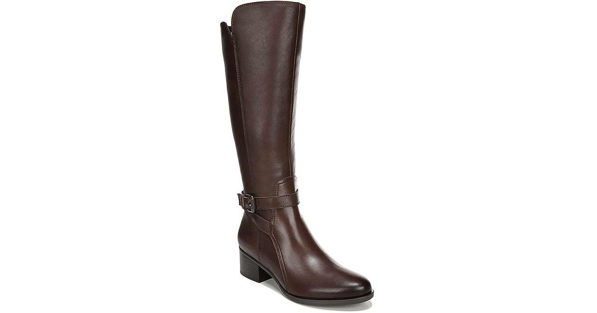 Naturalizer Leather Demetria Wide Calf Riding Boot in Dark Brown (Brown ...