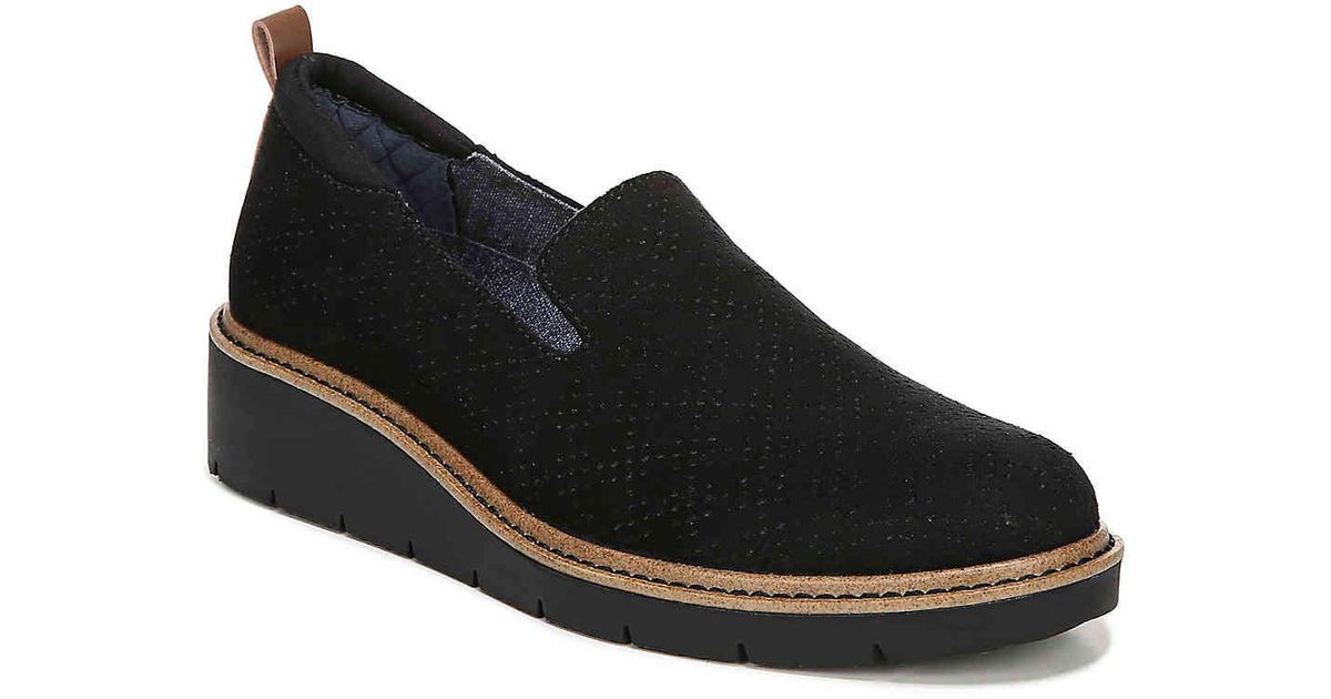 black wedge loafer shoes