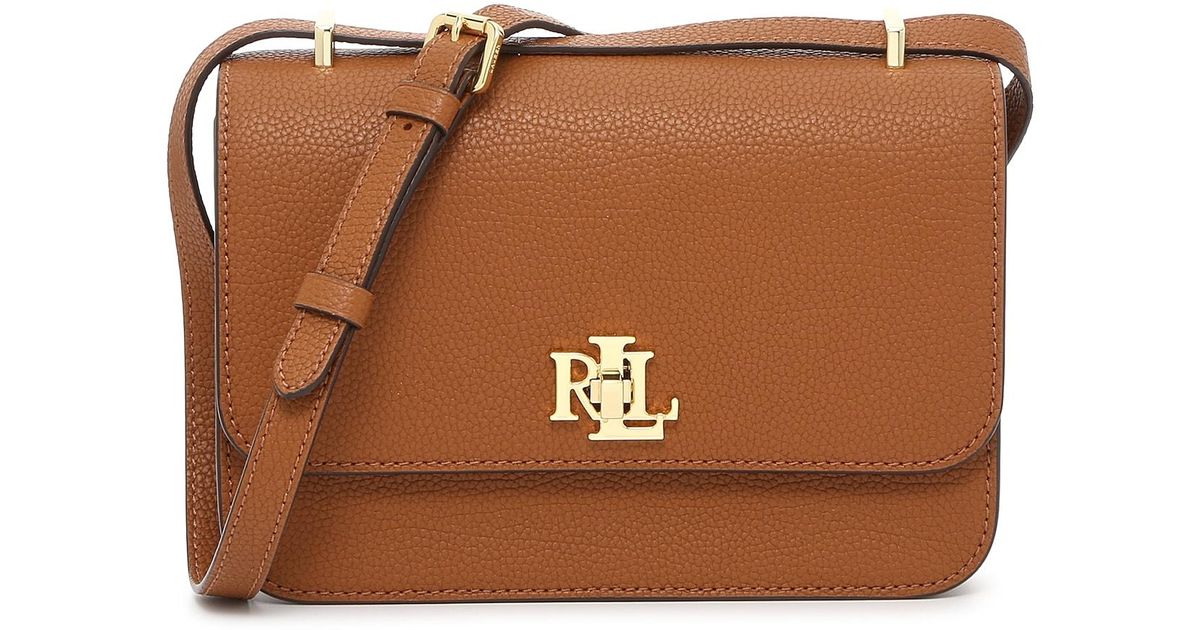 Lauren by Ralph Lauren Leather Sophee 22 Crossbody Bag in Cognac (Black