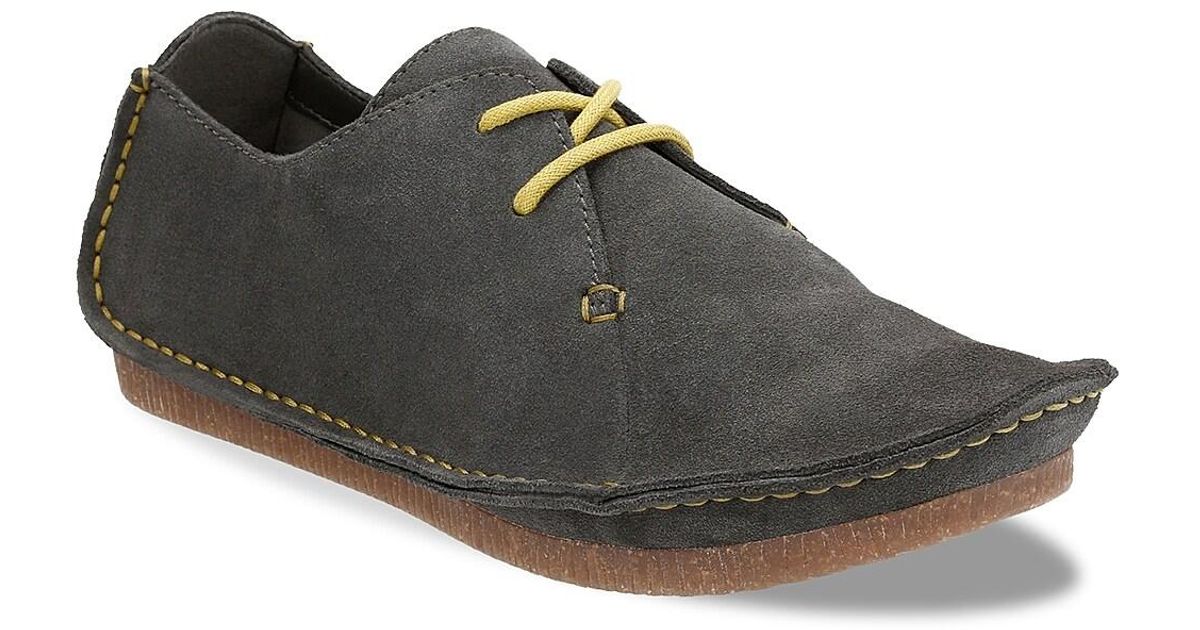 Clarks Suede Janey Mae Oxford in Grey Suede (Gray) | Lyst