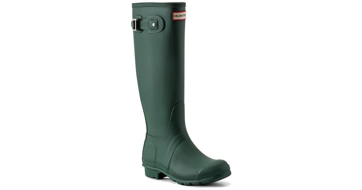 HUNTER Original Back Adjustable Tall Rain Boot in Green | Lyst