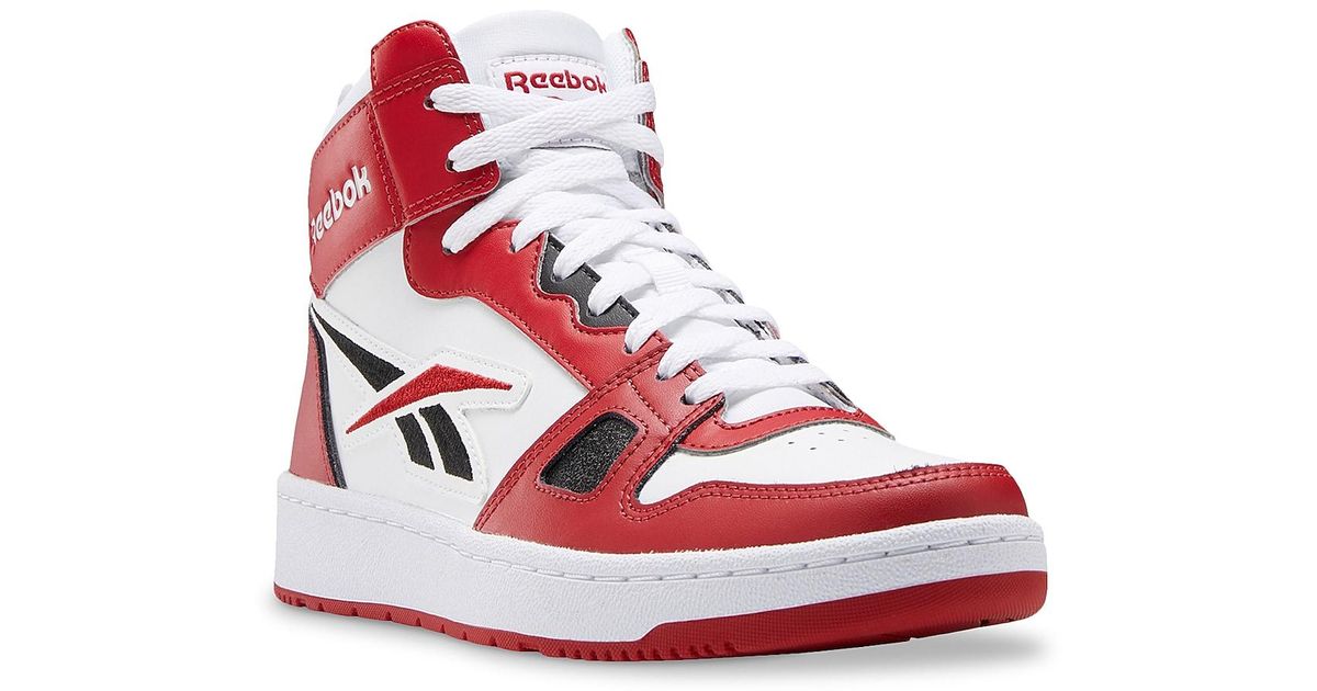 Reebok Suede Resonator Mid Basketball Shoe in White/Red (Red) for Men