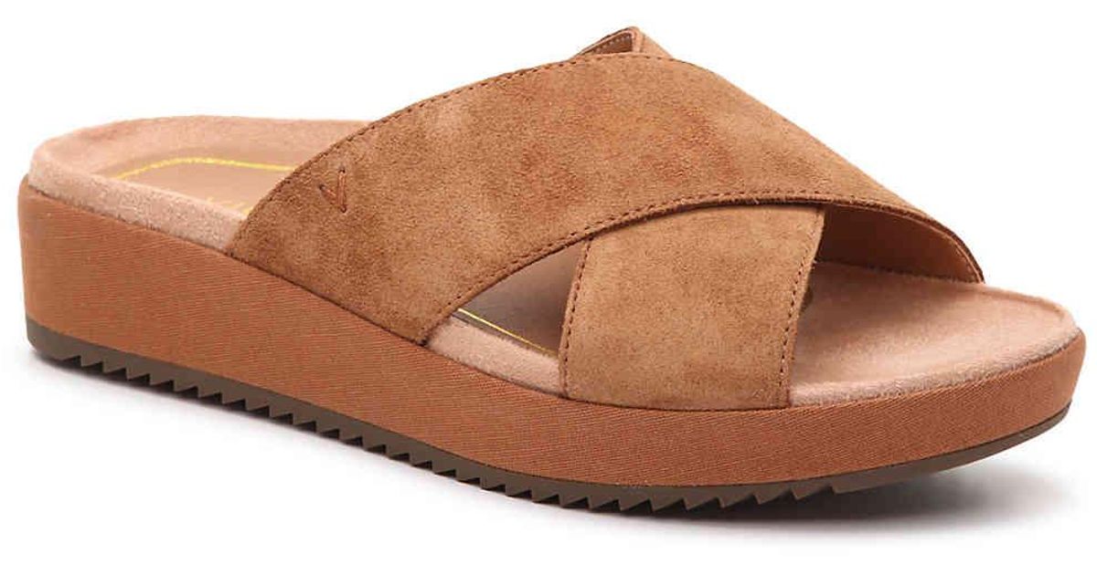 Vionic Suede Hayden Wedge Sandal in Light Brown (Brown) - Lyst