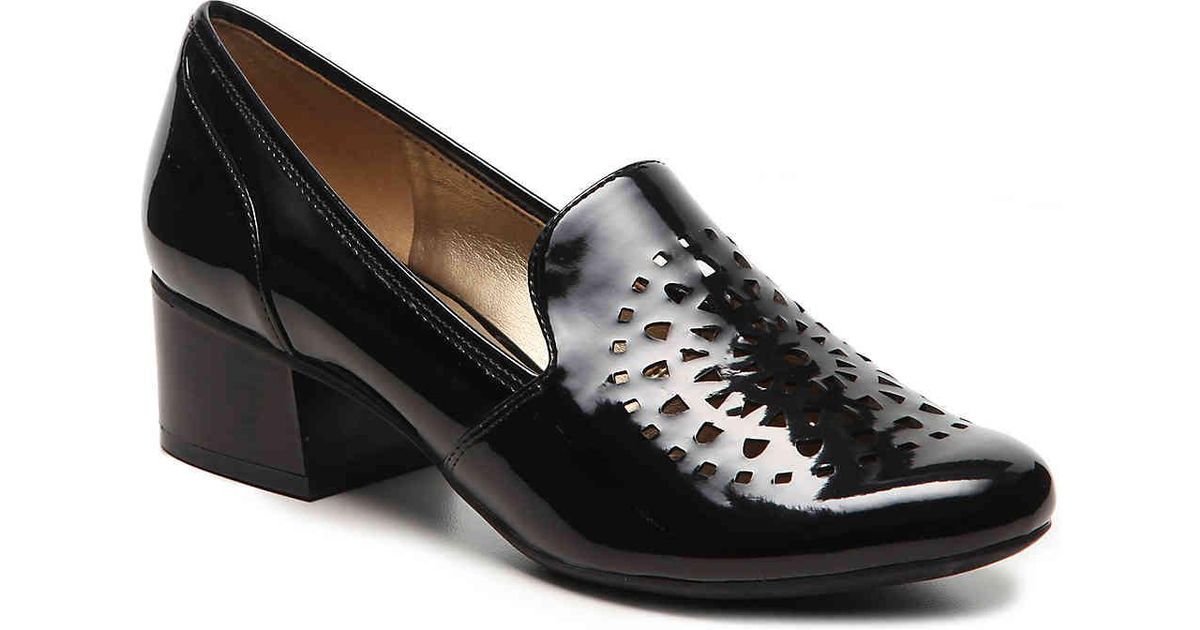 anne klein black patent leather loafers