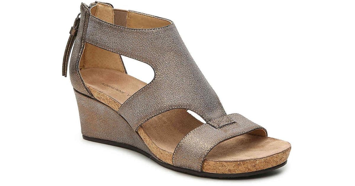 Adrienne Vittadini Tricia Wedge Sandal in Bronze Metallic (Metallic) - Lyst