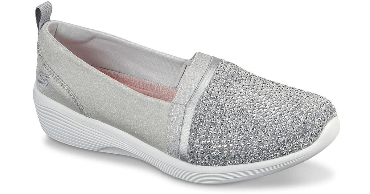 skechers silver slip ons