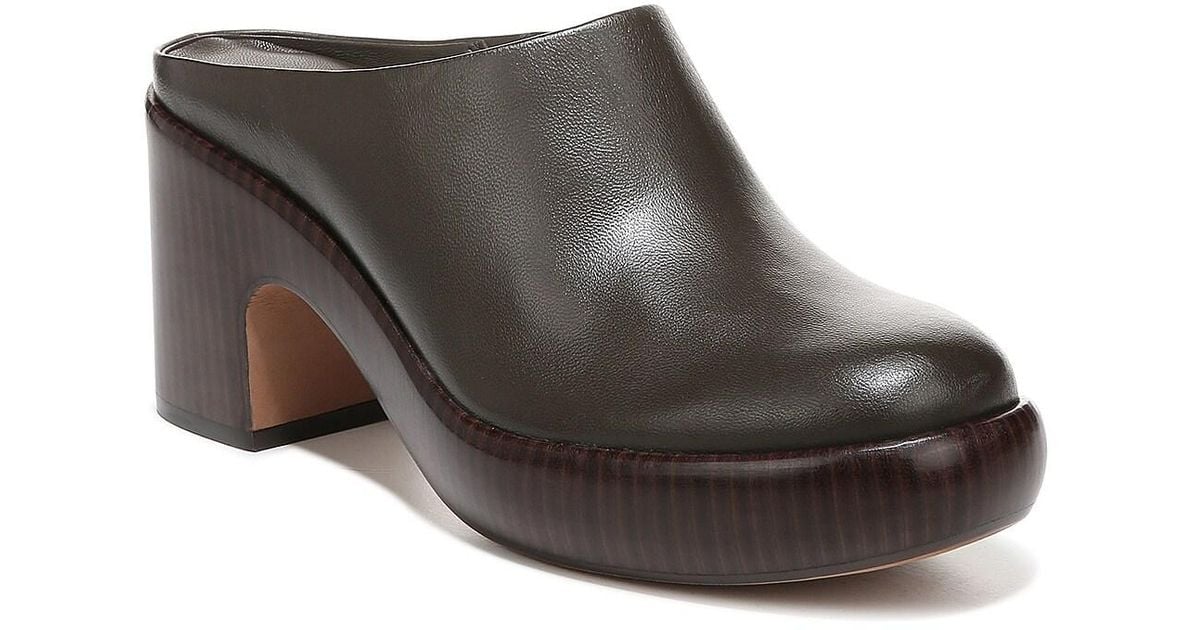 Vince Leather Navina Platform Clog in Dark Brown (Black) Lyst