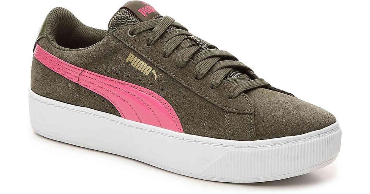 olive green and pink pumas