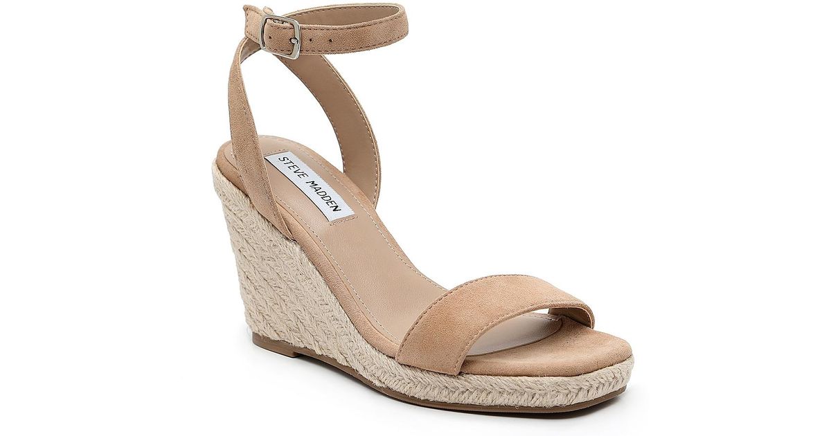 Steve Madden Suede Parra Espadrille Wedge Sandal in Nude (Natural) - Lyst