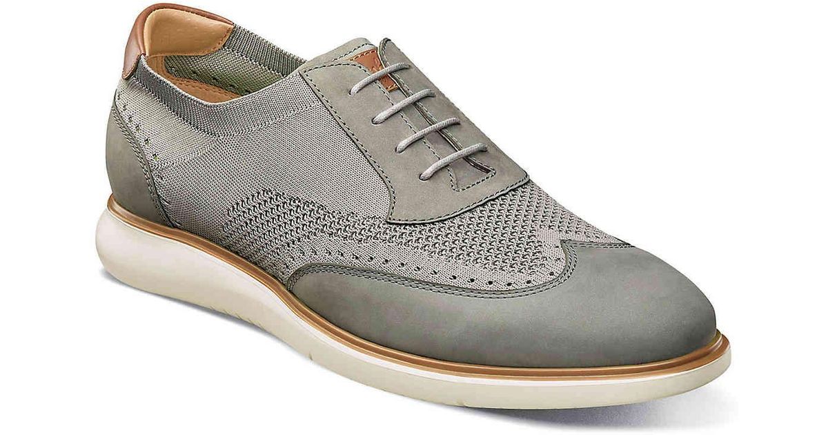 Florsheim Leather Fuel Knit Wingtip Oxford in Grey (Gray) for Men ...