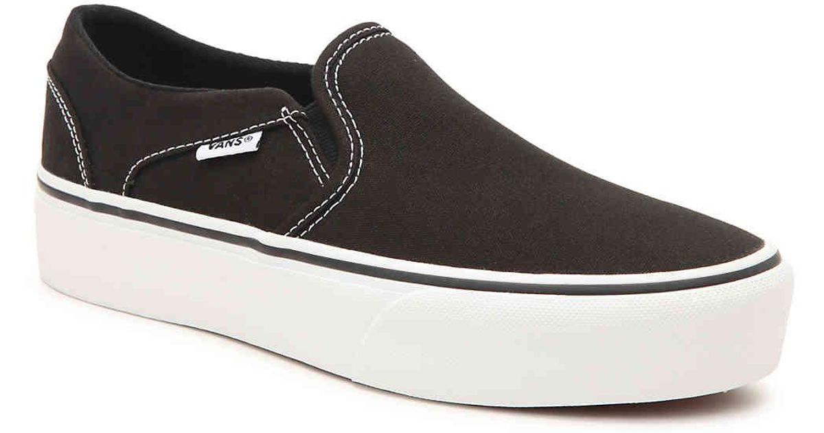 Vans Canvas Asher Platform Slip-on Sneaker in Black - Lyst