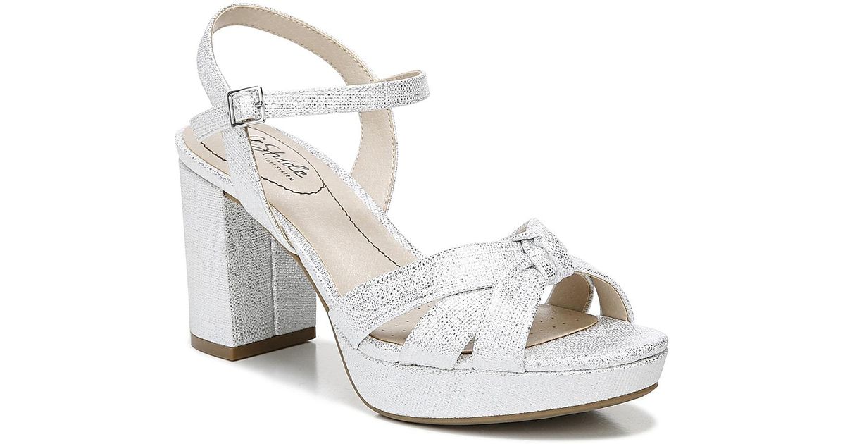 LifeStride Synthetic Lucky Platform Sandal in Silver Metallic (Metallic) - Lyst