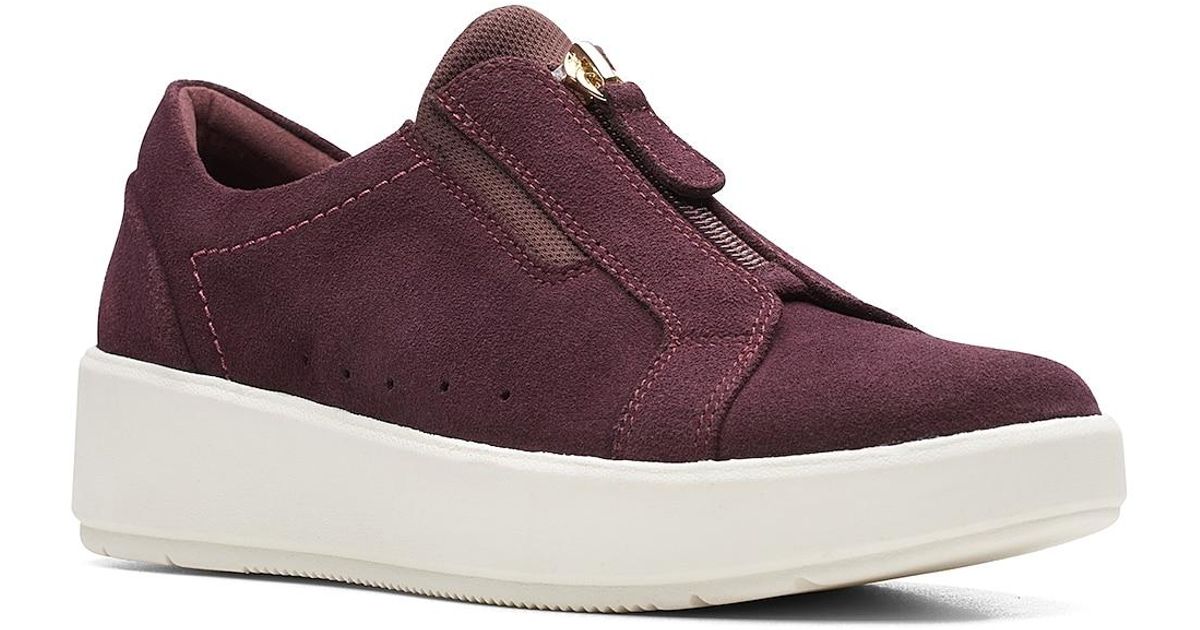 Clarks Leather Layton Rae Sneaker in Burgundy (Red) | Lyst