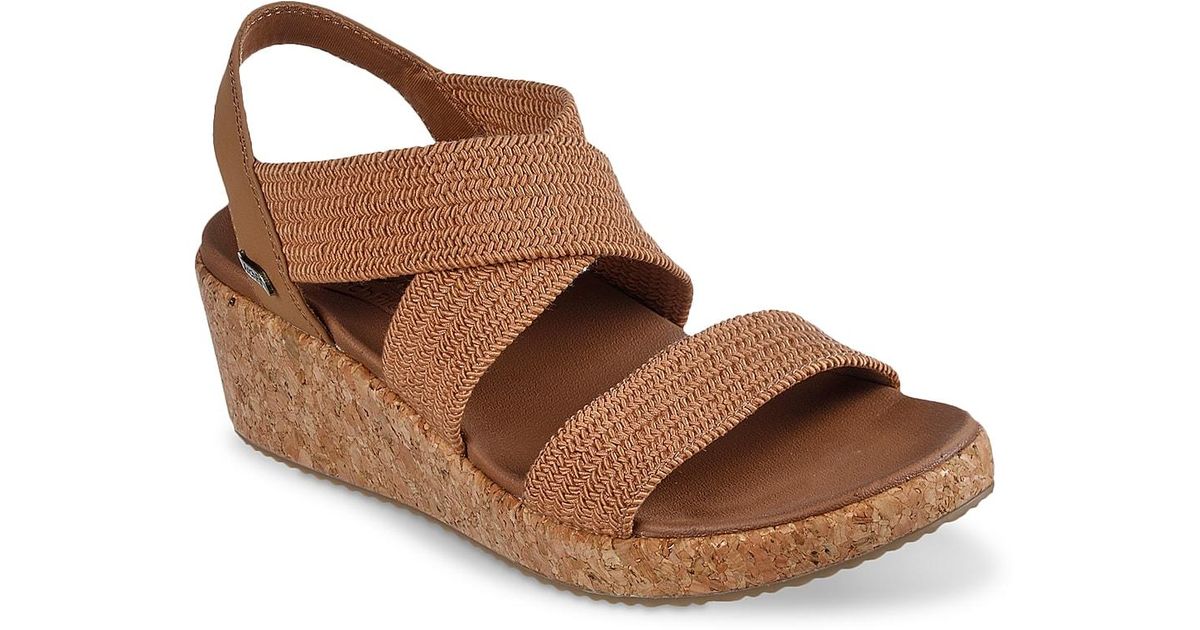 Skechers Cali Arch Fit Beverlee Love Stays Wedge Sandal in Brown | Lyst