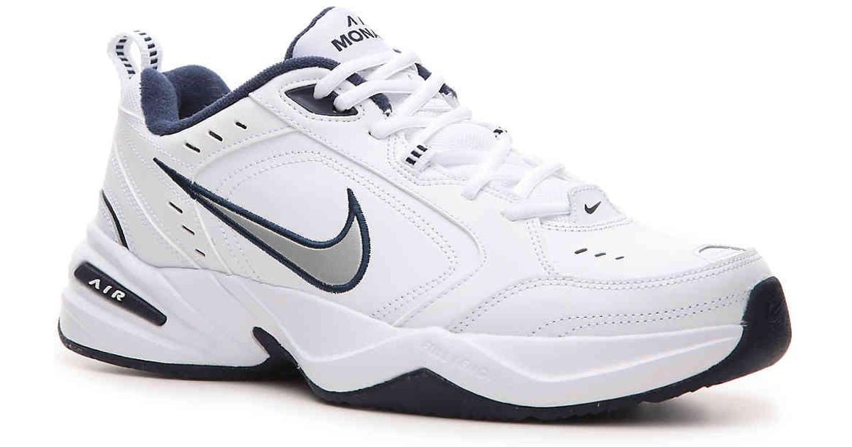 Nike Leather Air Monarch Iv Training Shoe in White/Blue (White) for Men ...