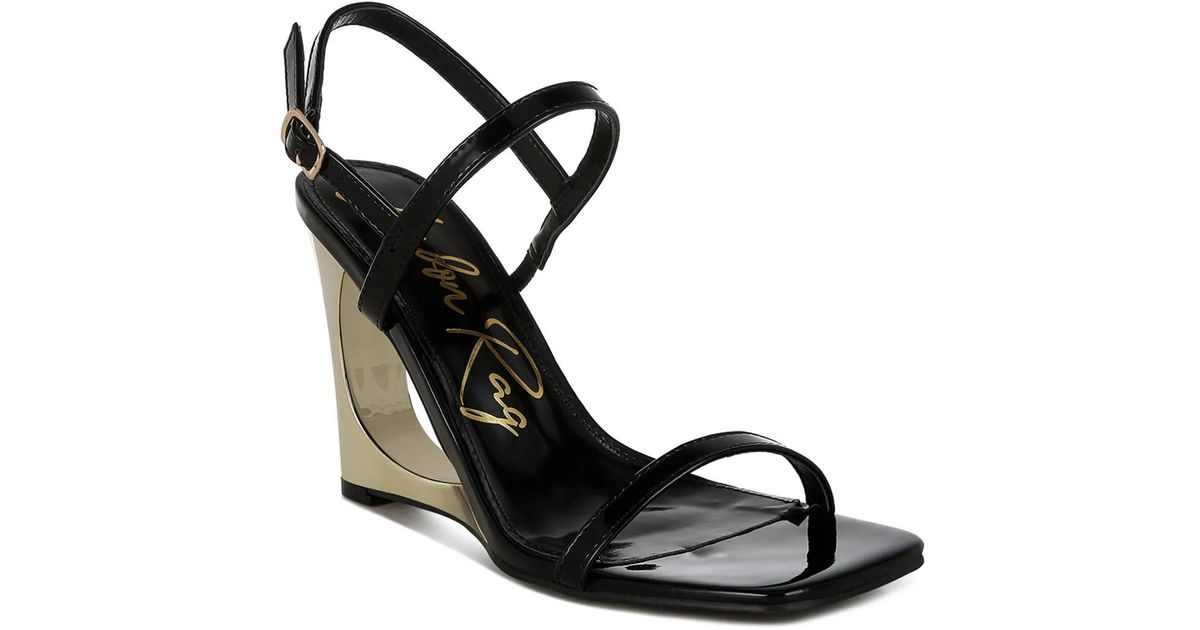 London Rag Wedge LONDON RAG Ladra Wedge Sandal in Black | Lyst