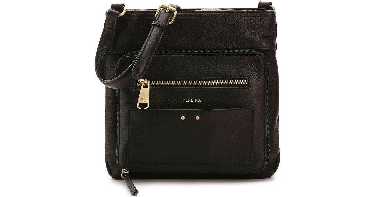 Lyst Perlina Clare Leather Crossbody Bag In Black