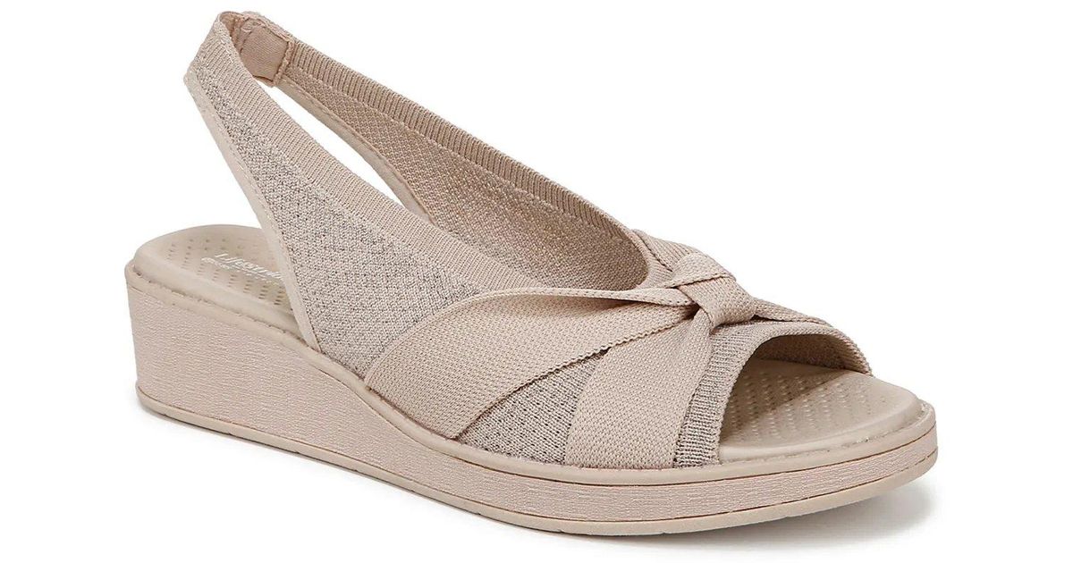 Bzees Per Lifestride Sandalo Zeppa Donna – Beige, Maglia Elasticizzata, Lavabile, 37 EU