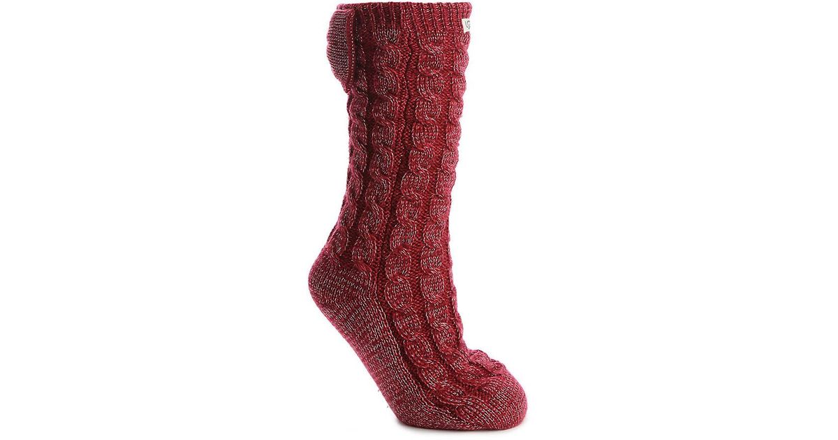 UGG Laila Bow Slipper Socks in Red/Silver Metallic (Red) Lyst
