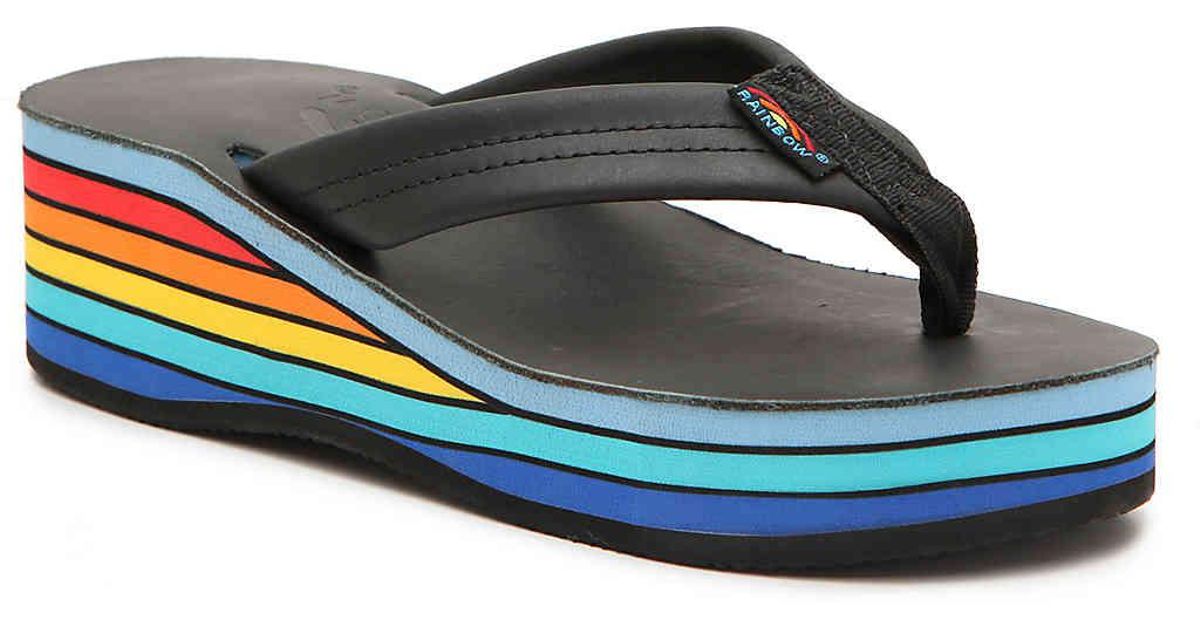 rainbow black flip flops