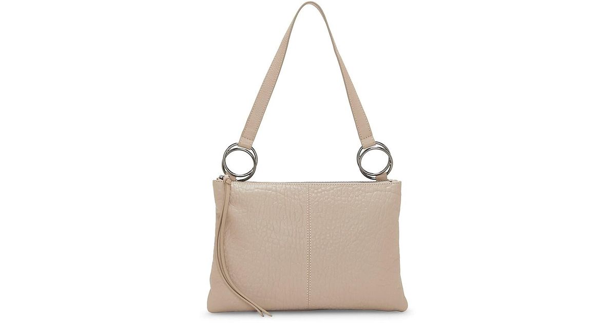 Vince Camuto Livy Leather Shoulder Bag In Taupe Gray Lyst 