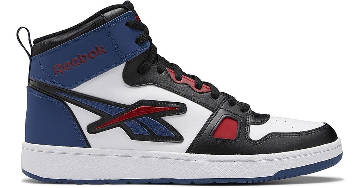 Reebok Leather Resonator Mid Basketball Shoe in White/Blue (Blue) for Men Lyst