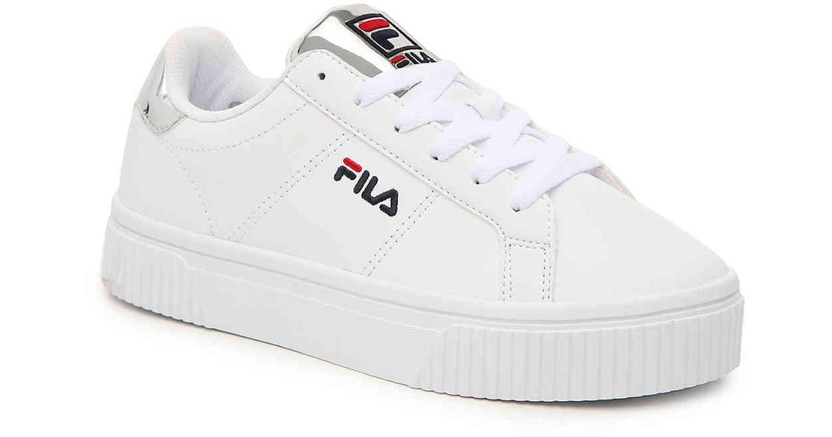 Fila Denim Panache Platform Sneaker in White/Silver (White) | Lyst