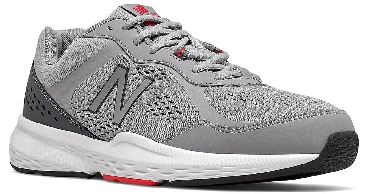 New Balance Leather 517 Medium/X-Wide Training Shoes in Grey/Red (Gray ...