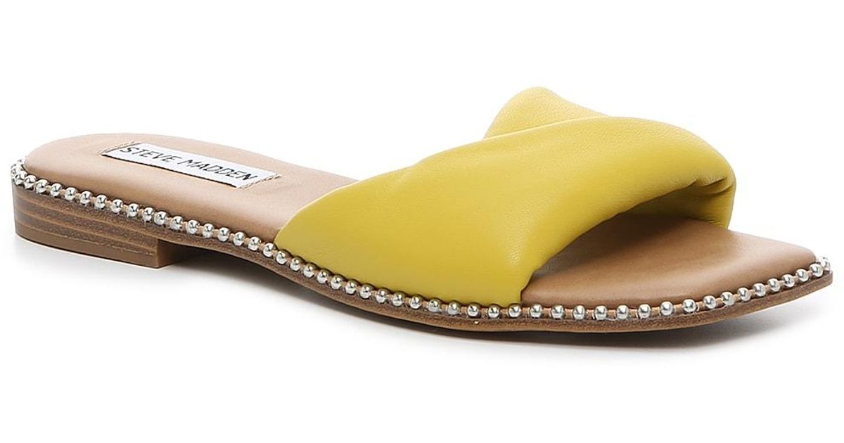 Steve Madden Synthetic Rayne Slide Sandal in Yellow - Lyst